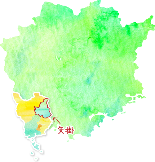 岡山県に対する矢掛町を示す地図